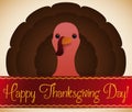 Minimalist Turkey Design with Ribbon for Thanksgiving Day Celebration, Vector Illustration