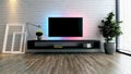 Minimalist tv space for modern office or homes design idea 3D rendering Royalty Free Stock Photo
