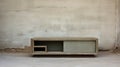 Minimalist Tv Stand In Concrete Room: A Captivating Blend Of Rustic Simplicity And Modern Design