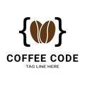 Minimalist twin Coffee With Code Logo Design Template