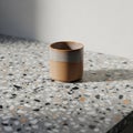 Minimalist Two-Tone Ceramic Cup on Terrazzo Surface Royalty Free Stock Photo