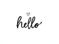 Hello Script Word With Tiny Heart Graphic On White Background Minimalist Typography Design Royalty Free Stock Photo