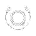 Minimalist USB Cable Outline Illustration Technology Connection Peripheral Devices Universal Serial Bus Connectors Royalty Free Stock Photo