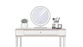 Vanity Table with Round Mirror, Makeup Station and Succulent Plant Royalty Free Stock Photo