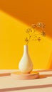 Minimalist Vase with Delicate Dried Flowers on a Vibrant Yellow Background