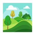 Simple Vector Drawing of Hills with Trees and Grass Royalty Free Stock Photo