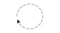 Minimalist vector icon: dashed circular selection ring with a black mouse cursor arrow, simple flat design on white background Royalty Free Stock Photo