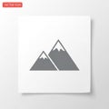 Minimalist vector icon of two stylized mountains with snow caps Royalty Free Stock Photo