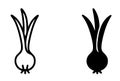 Minimalist icon, Vector Scallion, black and white, outline and silhouette Royalty Free Stock Photo