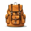 Minimalist Vector Illustration Of A Dark Orange And Bronze Backpack Royalty Free Stock Photo