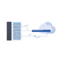 Data Center Server Rack Transferring Information to the Cloud Computing Network Royalty Free Stock Photo