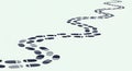 Winding Footprint Path on Light Background Royalty Free Stock Photo