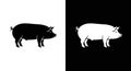Pig Silhouette Vector Icon - Black and White Contrast Royalty Free Stock Photo