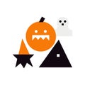 Abstract Geometric Halloween Icons: Scary Pumpkin and Ghost Royalty Free Stock Photo