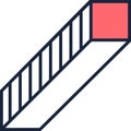 Minimalist vector illustration featuring a striped rectangular prism extending diagonally. Its top surface highlighted Royalty Free Stock Photo