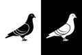 Black and White Pigeon Bird Icon Set Vector Illustration Royalty Free Stock Photo