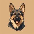 Minimalist Vector Illustration Of German Shepherd On Tan Background