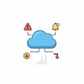 Cloud System Status Monitoring Alert Notification Download and Performance Indicators Icon Set Royalty Free Stock Photo