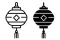 Icon for Chinese New Year, minimalist lantern vector, outline and silhouette versions Royalty Free Stock Photo