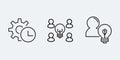 Business Process, Teamwork, and Individual Idea Generation Line Icons Royalty Free Stock Photo