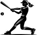 Minimalist vector of a person swinging bat, clean flat silhouette style Royalty Free Stock Photo