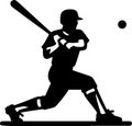 Minimalist vector of a person swinging bat, clean flat silhouette style Royalty Free Stock Photo