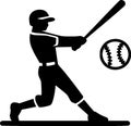 Minimalist vector of a person swinging bat, clean flat silhouette style Royalty Free Stock Photo