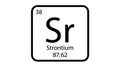 Minimalist vector tile of Strontium element with symbol Sr, atomic number 38 and atomic weight 87.62, rounded-square border on Royalty Free Stock Photo