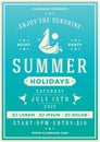 Minimalist vintage summer party poster template blue white decorative design vector flat