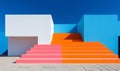 Minimalist vivid colour outdoor stairs. Abstract steps background