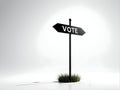 Minimalist Vote Signpost on Stark White Background: Line Art