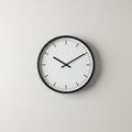 A minimalist wall clock with a clean design, featuring a black frame and white face. It Royalty Free Stock Photo