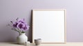 Minimalist Wall Decor: Blank Frame, Vase, And Cup With Japanese Influence Royalty Free Stock Photo