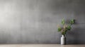 Minimalist Wall Decor: Vase On Wooden Floor With Concrete Background