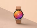 Minimalist Watch with Gradient Dial and Peach Strap on TwoTone Peach Background Royalty Free Stock Photo