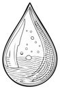 Minimalist water drop illustration featuring internal bubbles, wavy lines, and net pattern Royalty Free Stock Photo