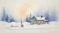 Cozy Winter Evening: Snow-Covered Cottage, Warm Family Gatherings