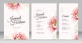 Minimalist wedding card template with realistic peonies