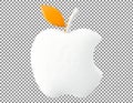 Minimalist white apple logo with an orange leaf on a transparent background Royalty Free Stock Photo