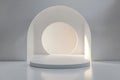 Minimalist White Archway Studio Mockup Product Display Platform Royalty Free Stock Photo