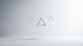 A minimalist white background with three white triangles. Royalty Free Stock Photo