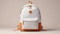 Minimalist White Backpack with Brown Accents and Upload Interface Royalty Free Stock Photo