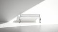 Minimalist White Bench In Moody Sunlight: Modern Outdoor Art Photography