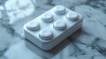 Minimalist White Block Object on Marble Surface Generative AI