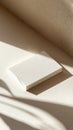 Minimalist white business card for mockup in soft sunlight on a beige surface with delicate shadows reflecting a Royalty Free Stock Photo