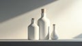 Minimalist white ceramic bottles with cork tops Royalty Free Stock Photo