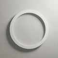A minimalist, white circular frame is set against a light gray background Royalty Free Stock Photo