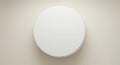 Blank White Circular Product Lid on Neutral Beige Background Royalty Free Stock Photo