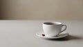 Minimalist White Coffee Cup with Single Coffee Bean on Neutral Background Royalty Free Stock Photo