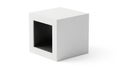Minimalist white cube with central void Royalty Free Stock Photo